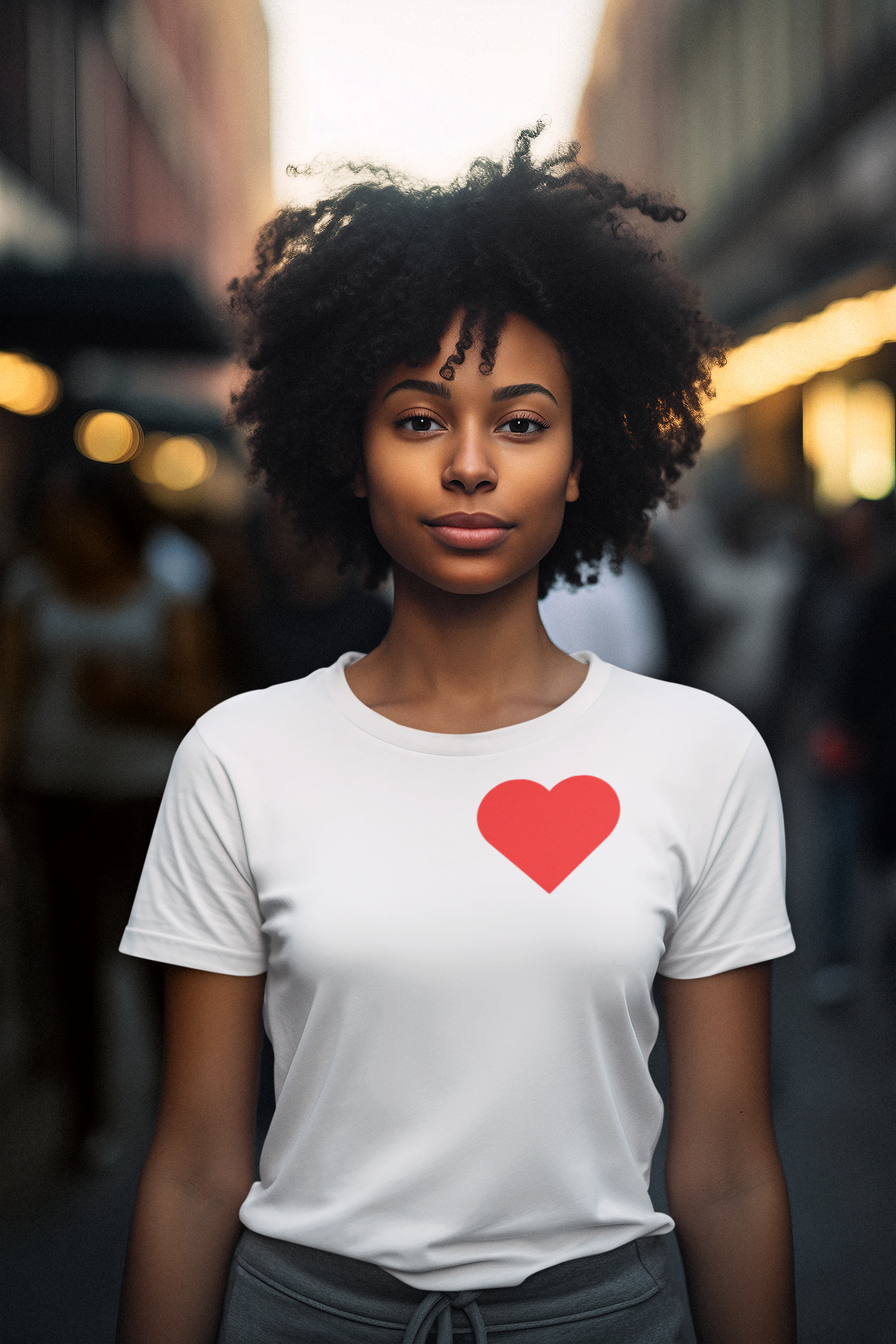 Heart Print White T-Shirt