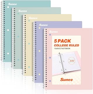 College Ruled Spiral Notebooks - 5 Pack