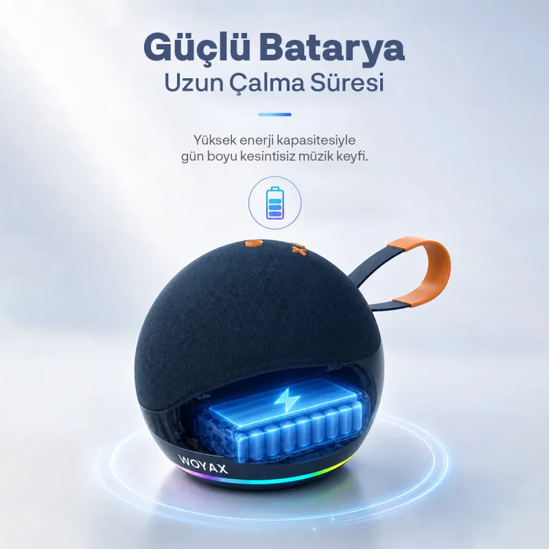 Taşınabilir Bluetooth Hoparlör, 15W Kablosuz Küre Speaker, Ses Bombası USB, TWS, 15W Güçlü Ses Bass Küçük Büyük Boy