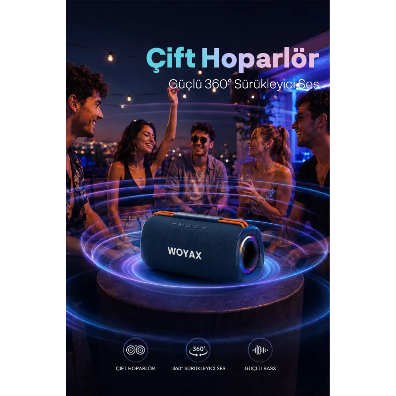 Taşınabilir Bluetooth Hoparlör, 30W Kablosuz Oval Speaker, Ses Bombası USB, TWS, 30W Güçlü Ses Bass Büyük Küçük Boy