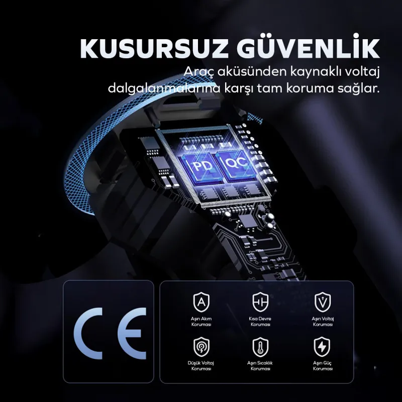 Woyax Araç Şarj Aleti Çakmaklık Type-C + USB Girişli Kablolu Set 38W Hızlı Şarj