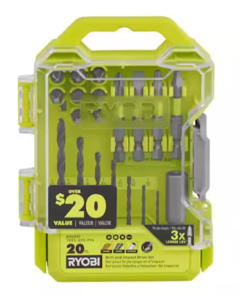 RYOBI 20-Piece Drill and Impact Drive Set