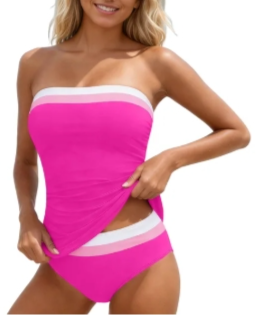 Pink Bandeau Tankini Set