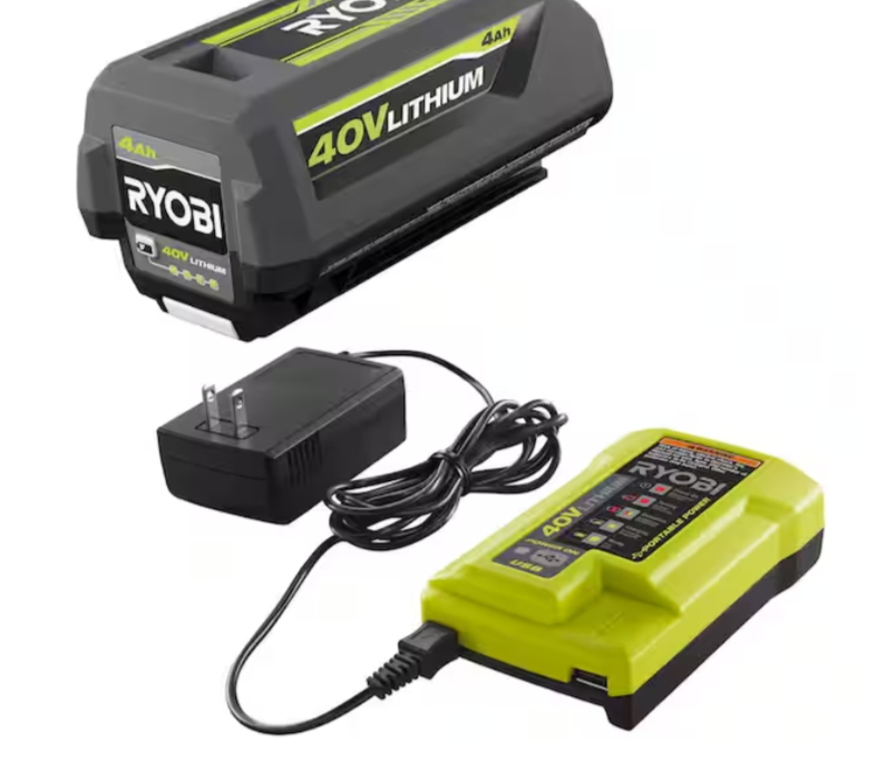 RYOBI 40V Lithium Battery and Charger Kit