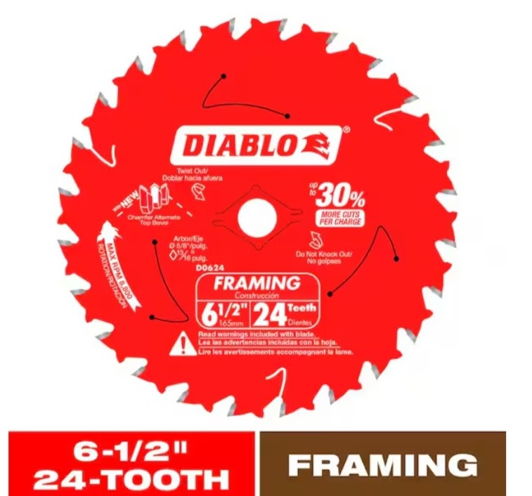 Diablo 6-1/2" 24-Tooth Framing Saw Blade