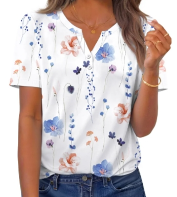 Floral Print V-Neck Blouse
