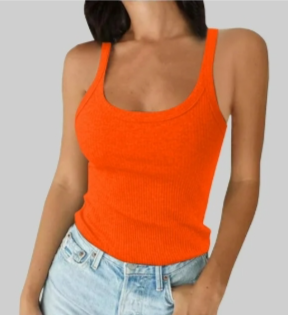 Bright Orange Ribbed Tank Top