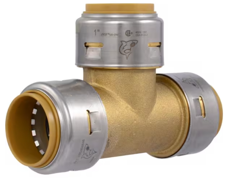 Brass Push-to-Connect Tee Fitting
