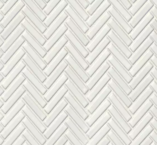 White Herringbone Mosaic Tile
