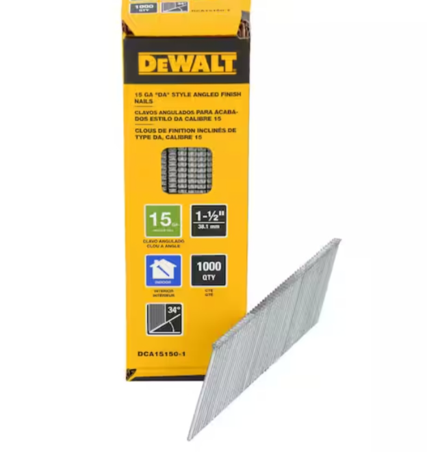 DEWALT 15GA Angled Finish Nails 1-1/2"