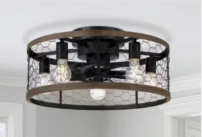 Industrial Caged Ceiling Fan Light