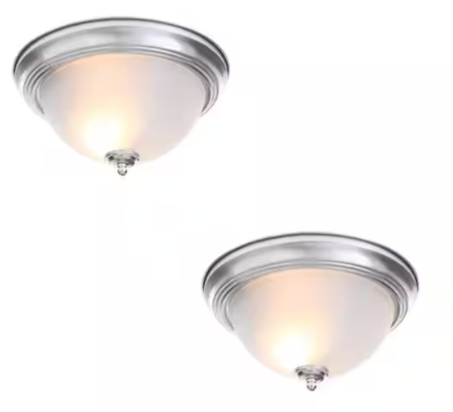 Brushed Nickel Flush Mount Ceiling Lights (Set of 2)