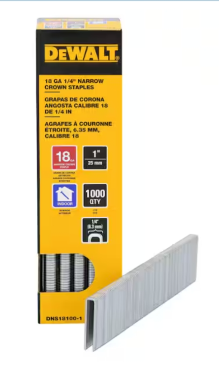 DEWALT 18 GA 1/4" Narrow Crown Staples