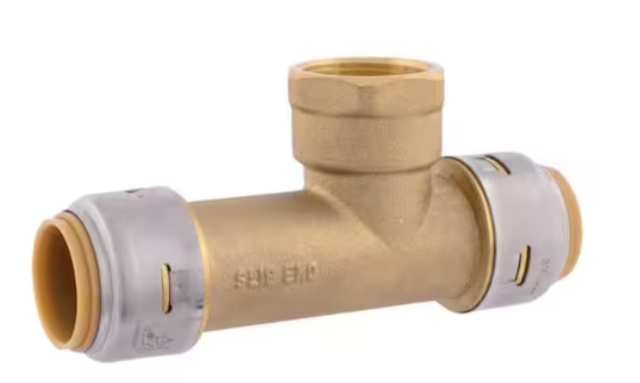 Brass Push-Fit Tee Fitting