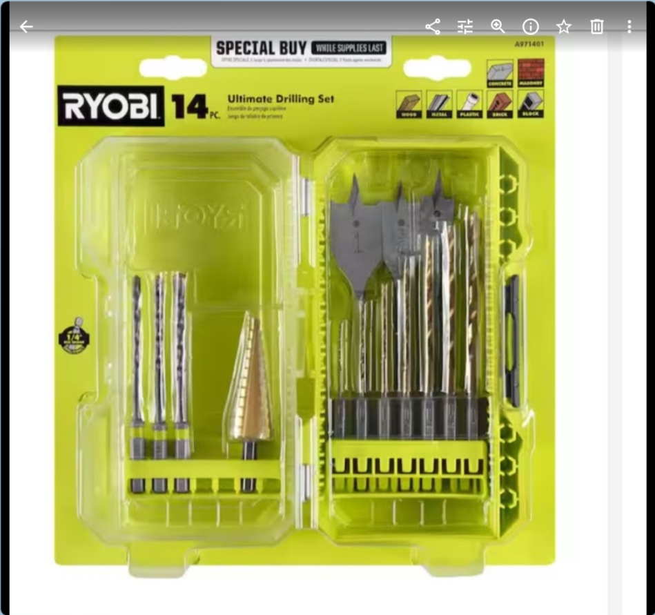 Ryobi 14-Piece Ultimate Drilling Set