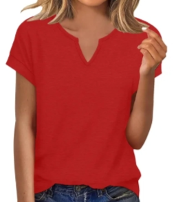 Women's Red Casual T-Shirt