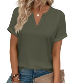 Women’s Casual Split Neck T-Shirt