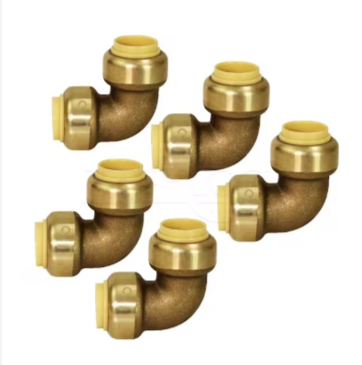 Brass Push-to-Connect Elbow Fittings (5-Pack)