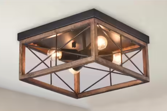 Rustic Square Flush Mount Ceiling Light