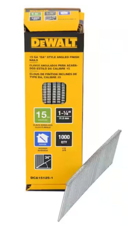 DEWALT 15GA DA Style Angled Finish Nails