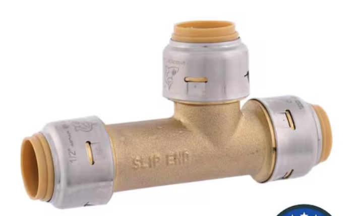 Brass Push-to-Connect Tee Fitting