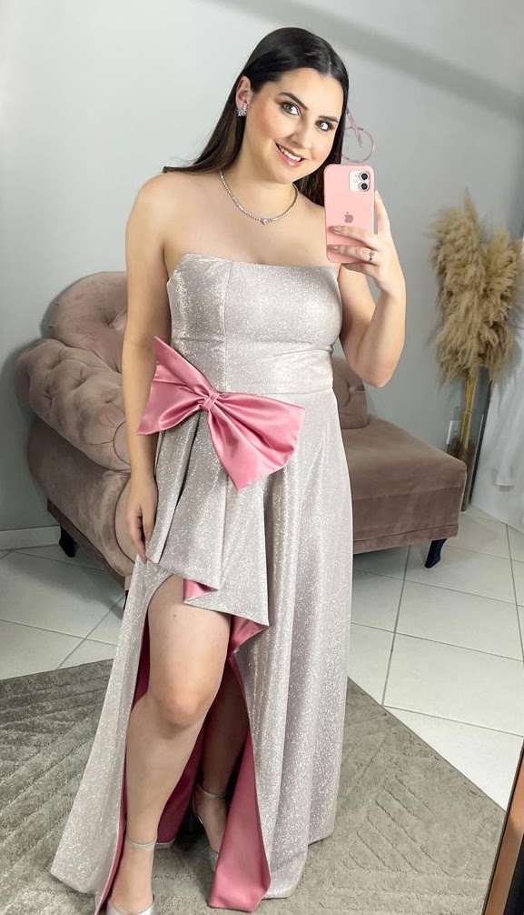 Vestido Prata e Rosa Tamanho M