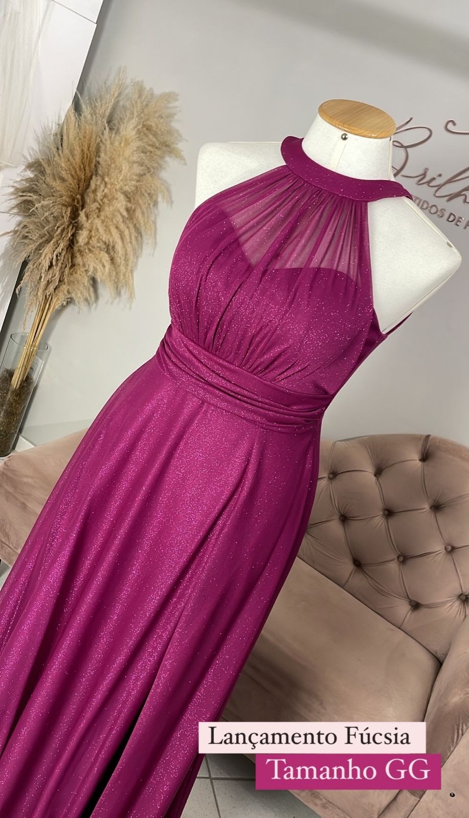 Vestido Rosa Fúcsia Tamanho GG 