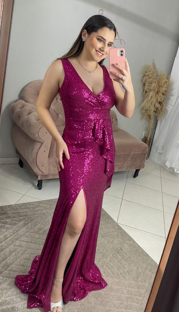 Vestido Rosa Fúcsia Tamanho M 