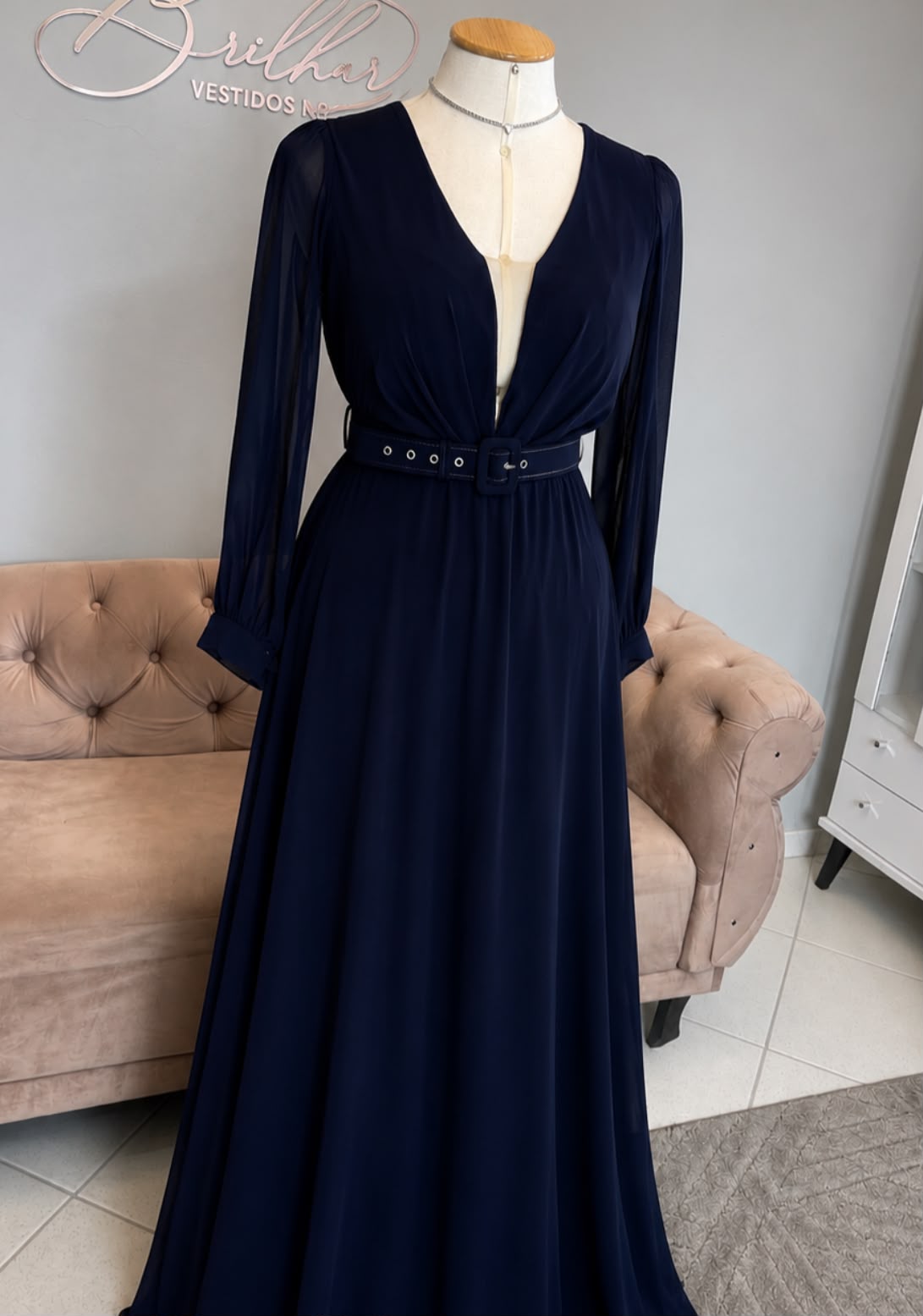 Vestido Azul Marinho Tamanho 50