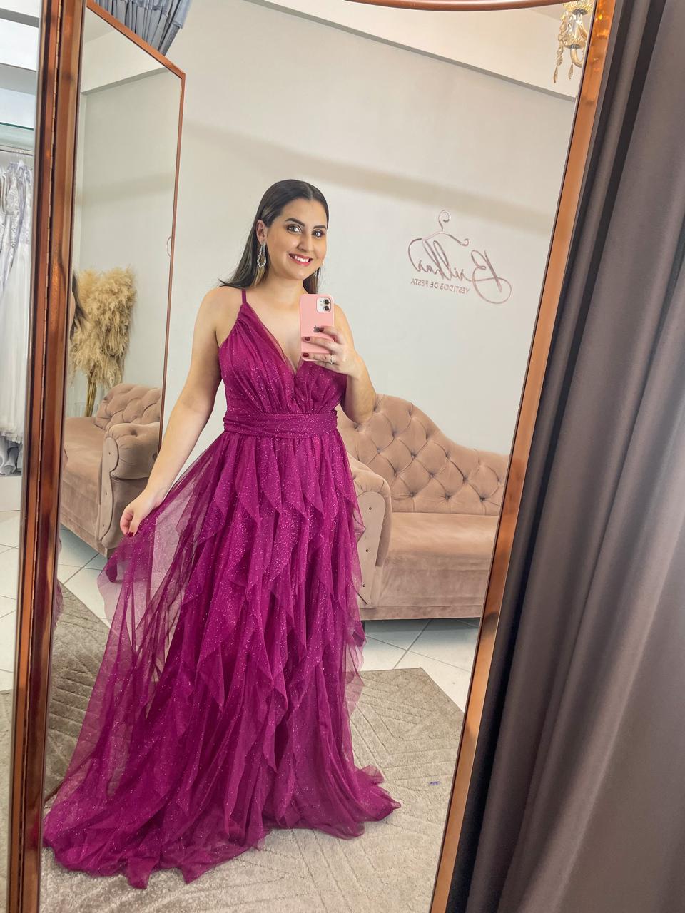 Vestido Rosa Fúcsia Tamanho G 