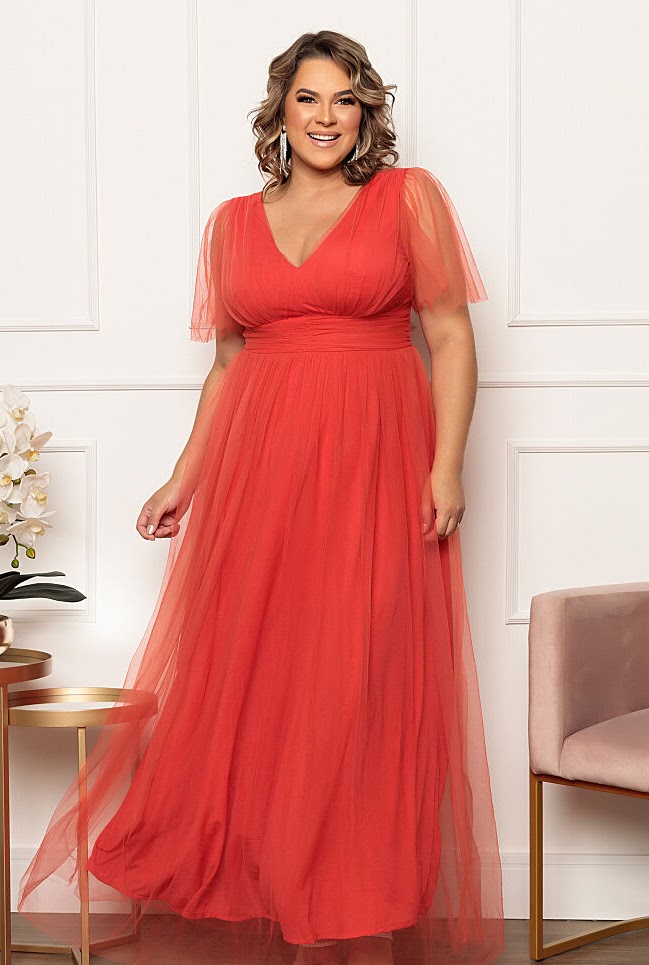 Vestido Coral tamanho 50