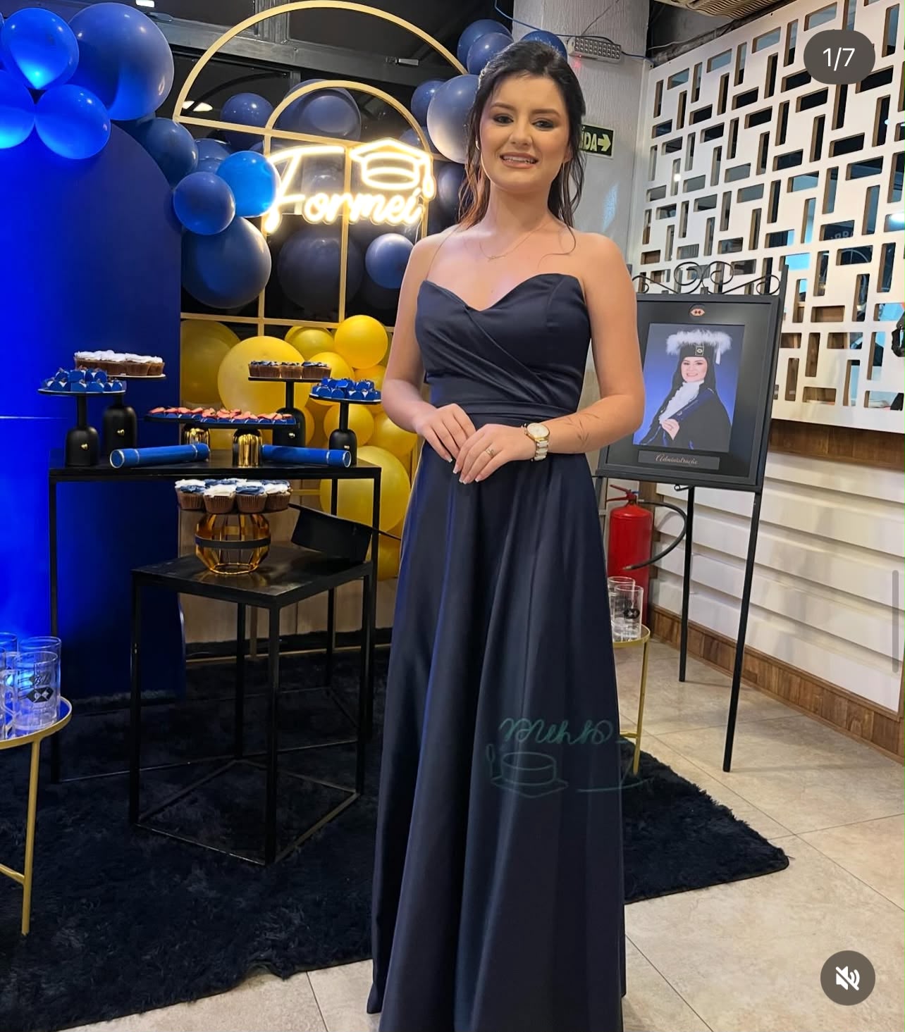 Vestido Azul Marinho Tamanho M
