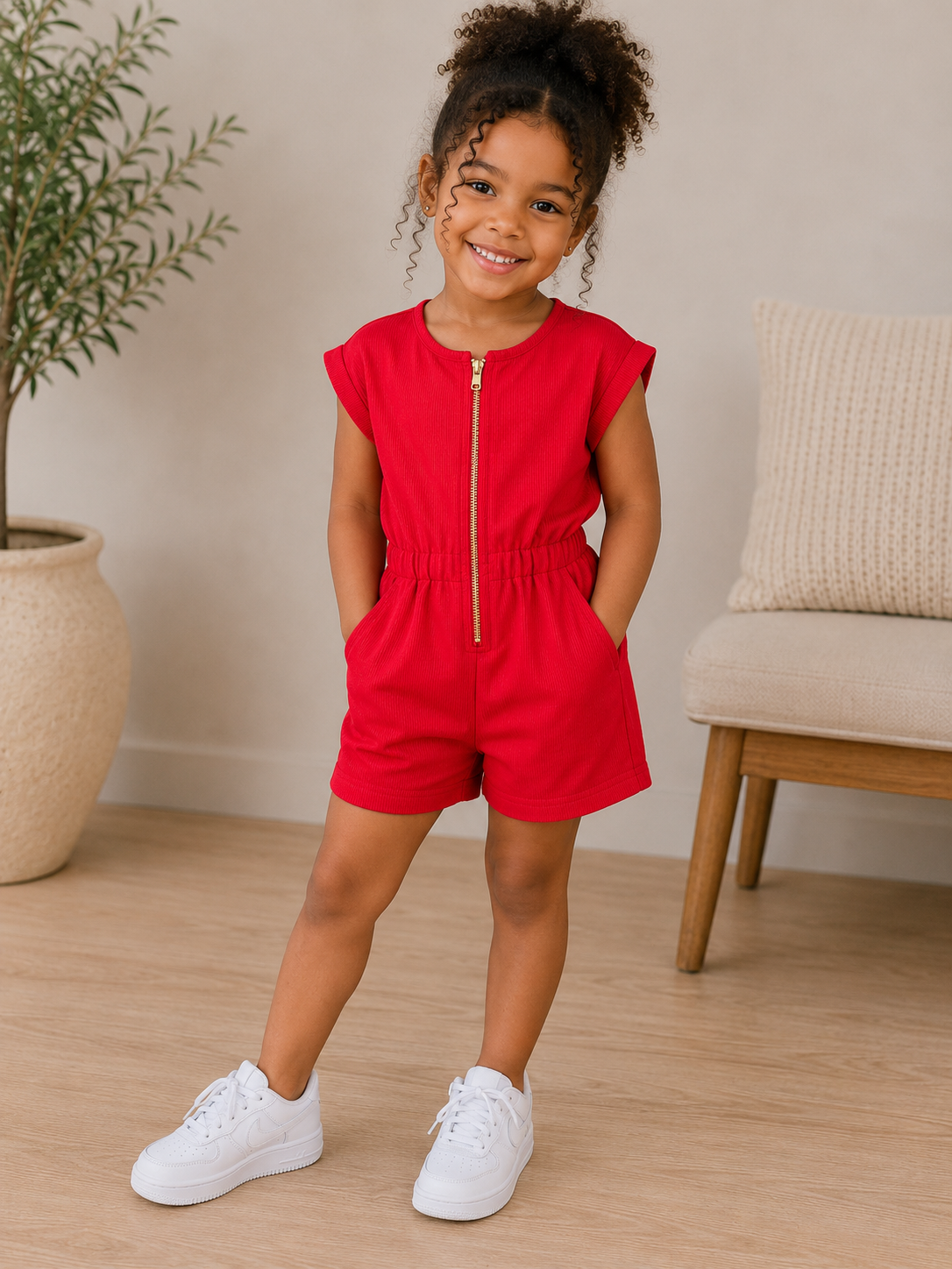 Combishort fille zippée – Collection Été