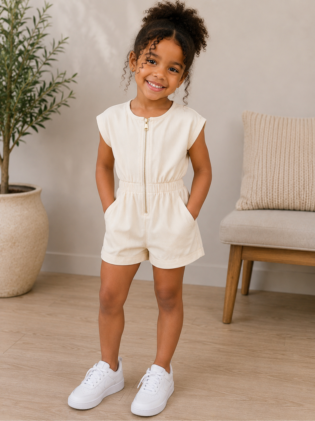 Combishort fille zippée – Collection Été