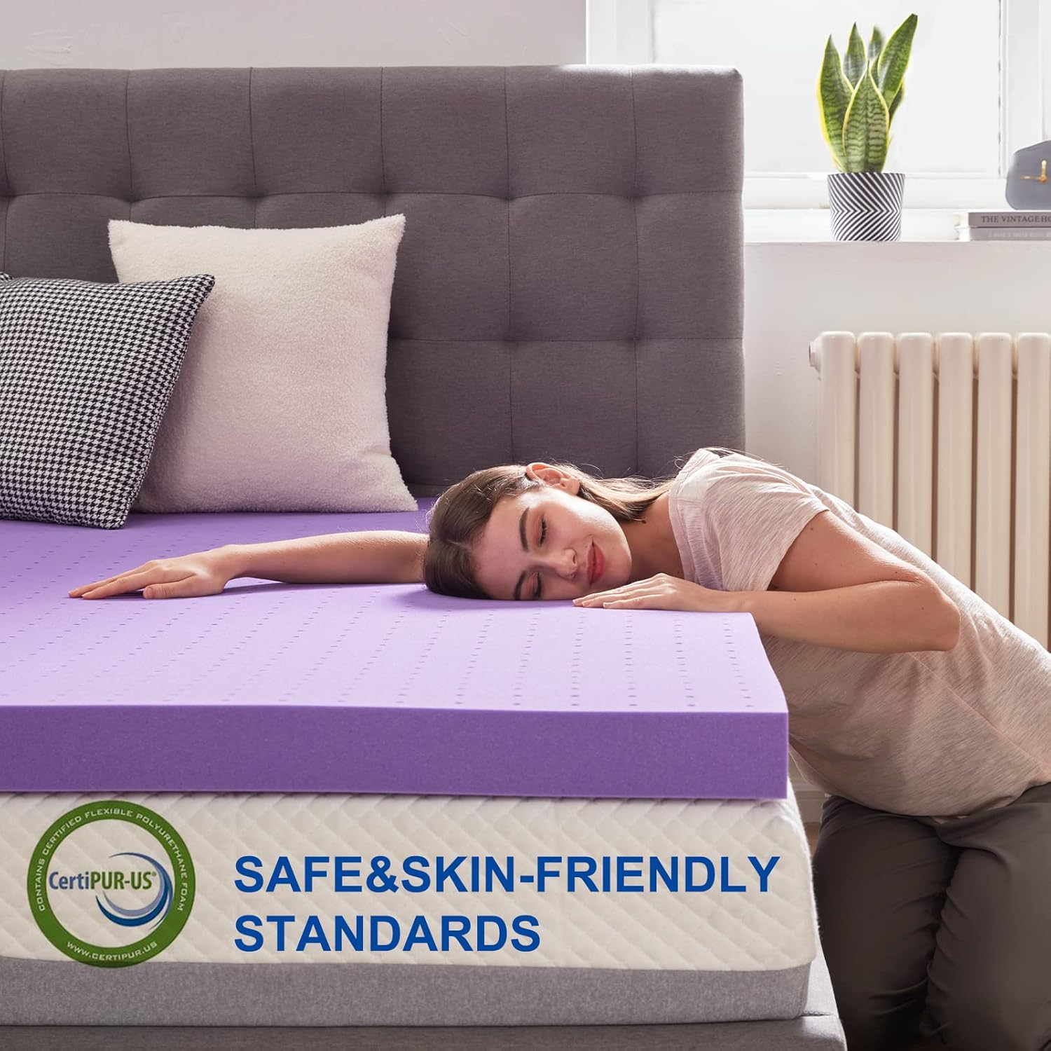 SINWEEK 2 Inch Gel Memory Foam Mattress Topper Ventilated Soft Pressure Relieve Mattress Pad, Breathable Bed Topper, CertiPUR-US Certified, Twin Size 