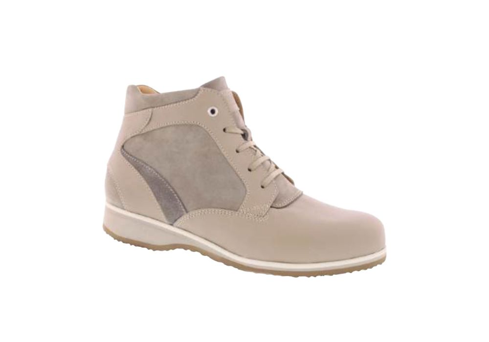 Beige Leather Casual Sneaker Boot | VEW.CB.1626