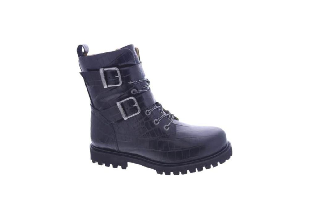 Black Leather Combat Boot | VEW.B.9837