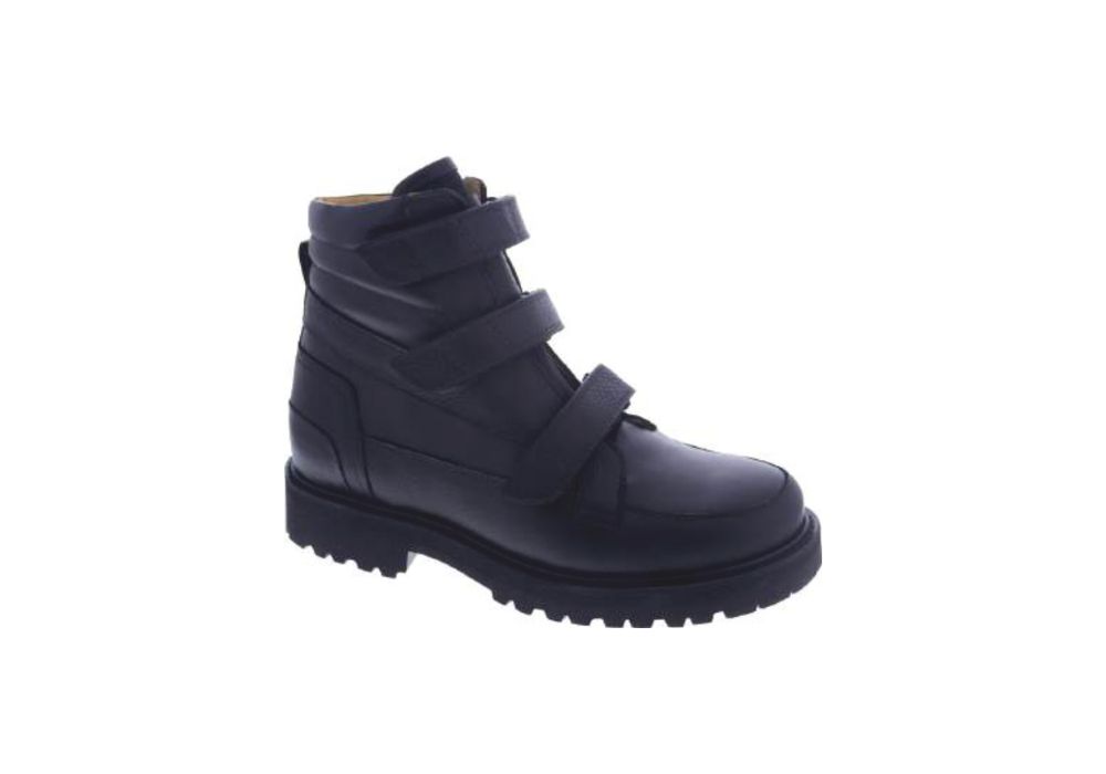 Black Leather Strap Boot | VEW.B.9898A
