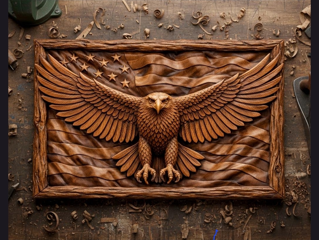 Hand-Carved Eagle Wall Art