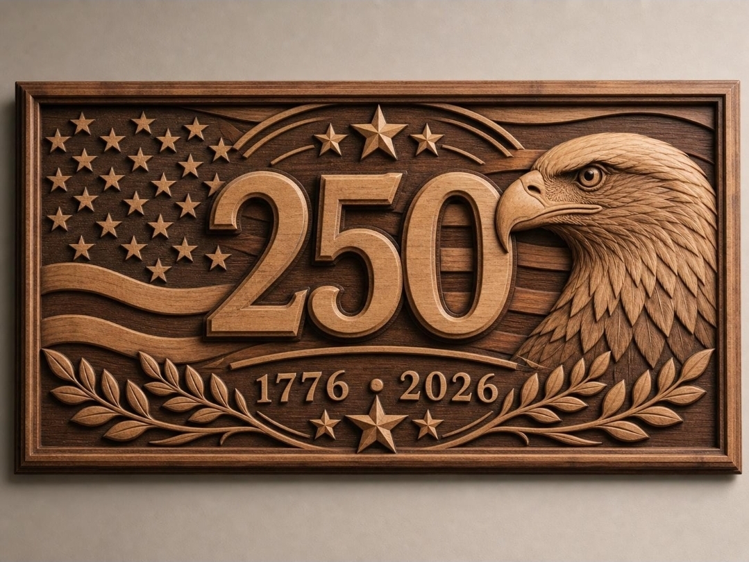 USA 250th Anniversary Wooden Plaque