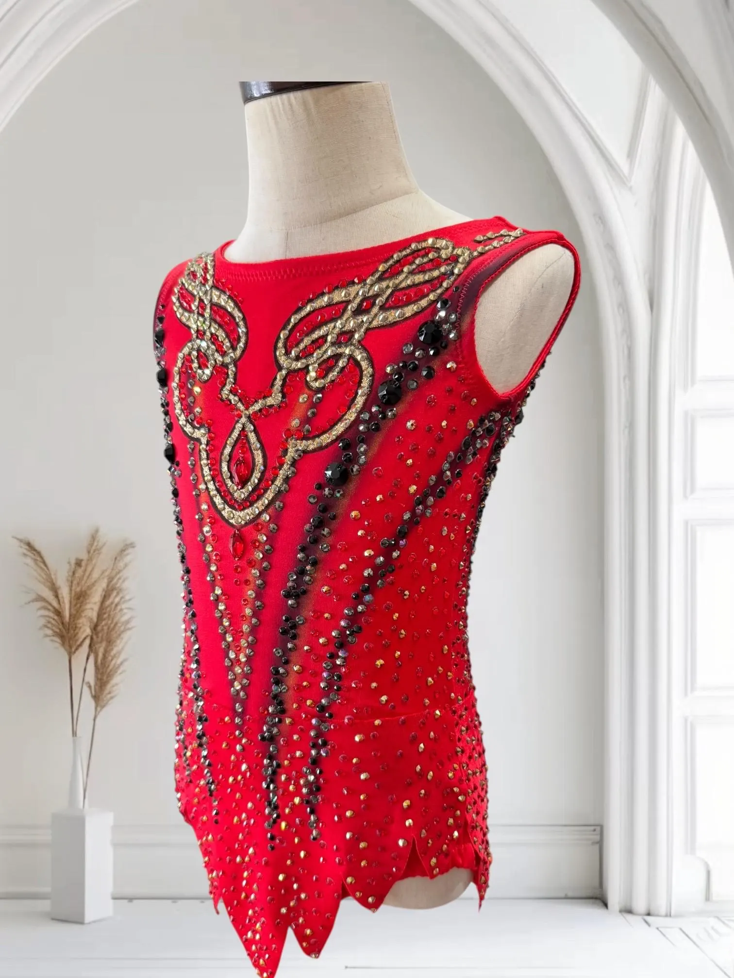 Red Rhythmic Gymnastics Leotard torso 112cm