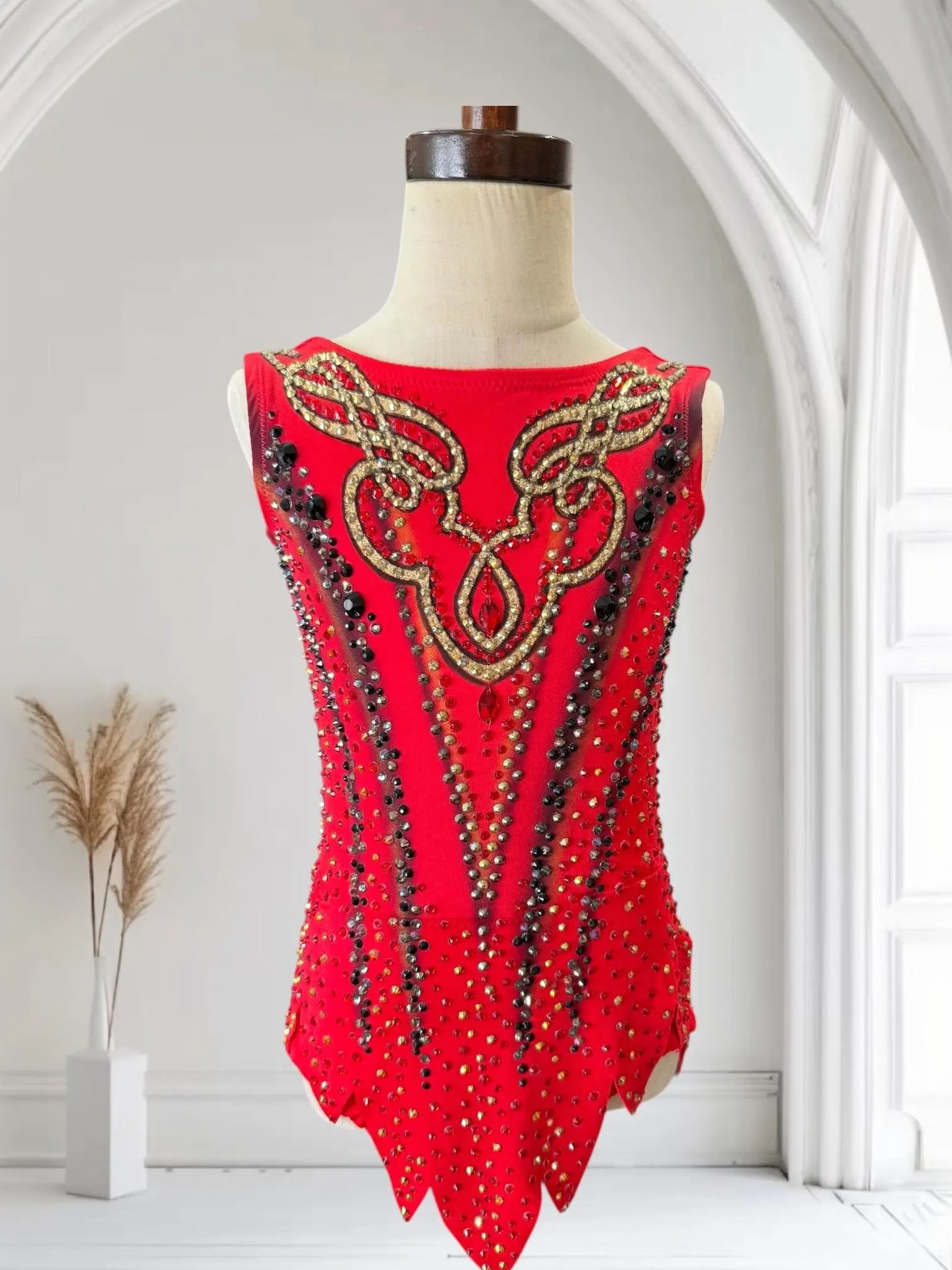 Red Rhythmic Gymnastics Leotard torso 112cm