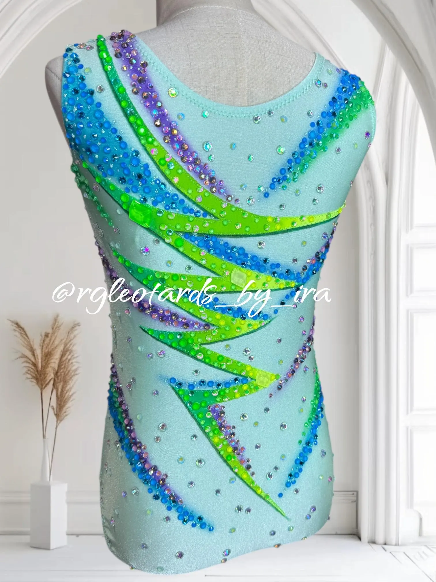 Mint Green Rhythmic Gymnastics Leotard no mesh torso 105cm