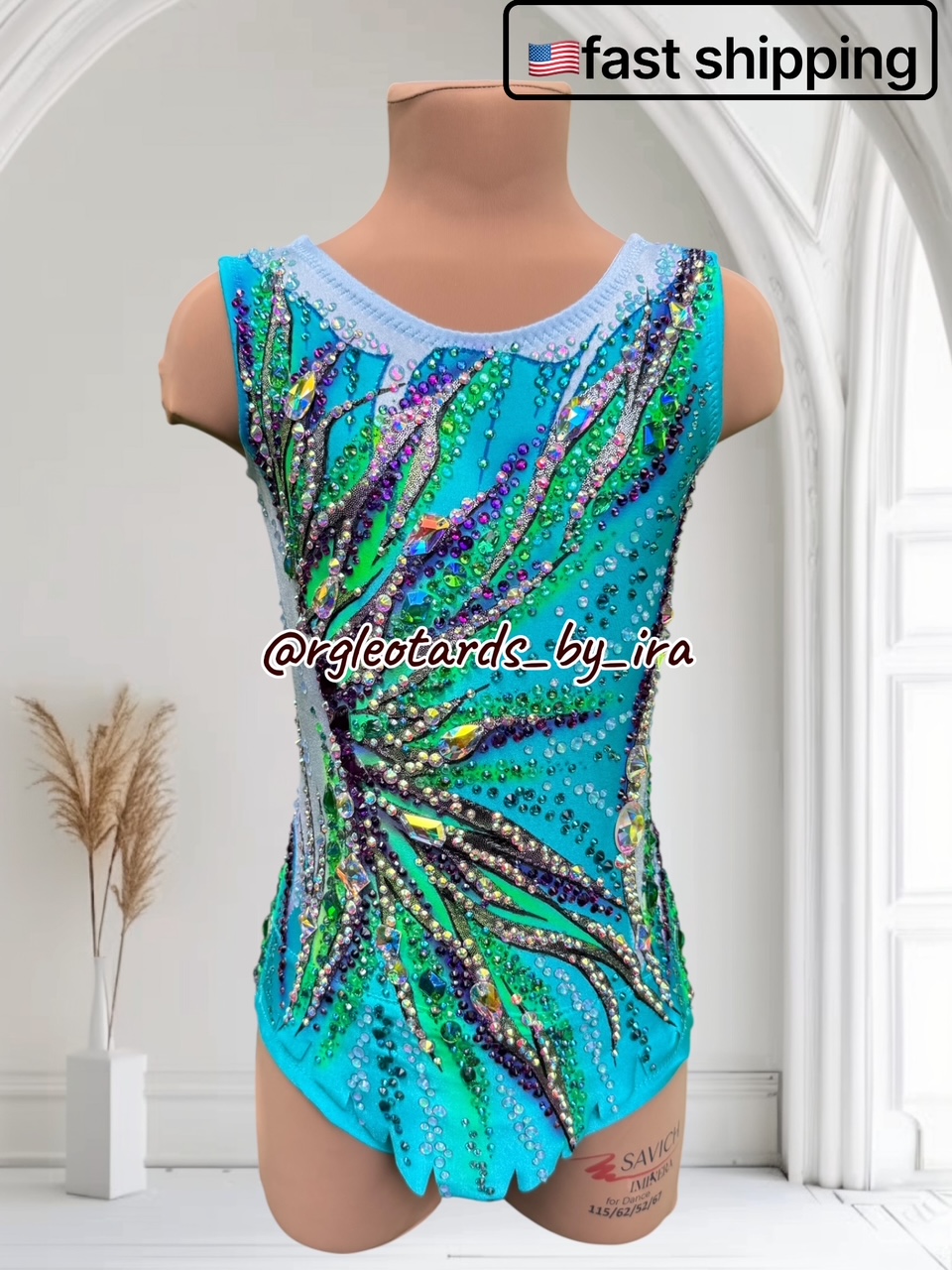 Girls' Rhinestone Gymnastics Leotard Torso 112cm