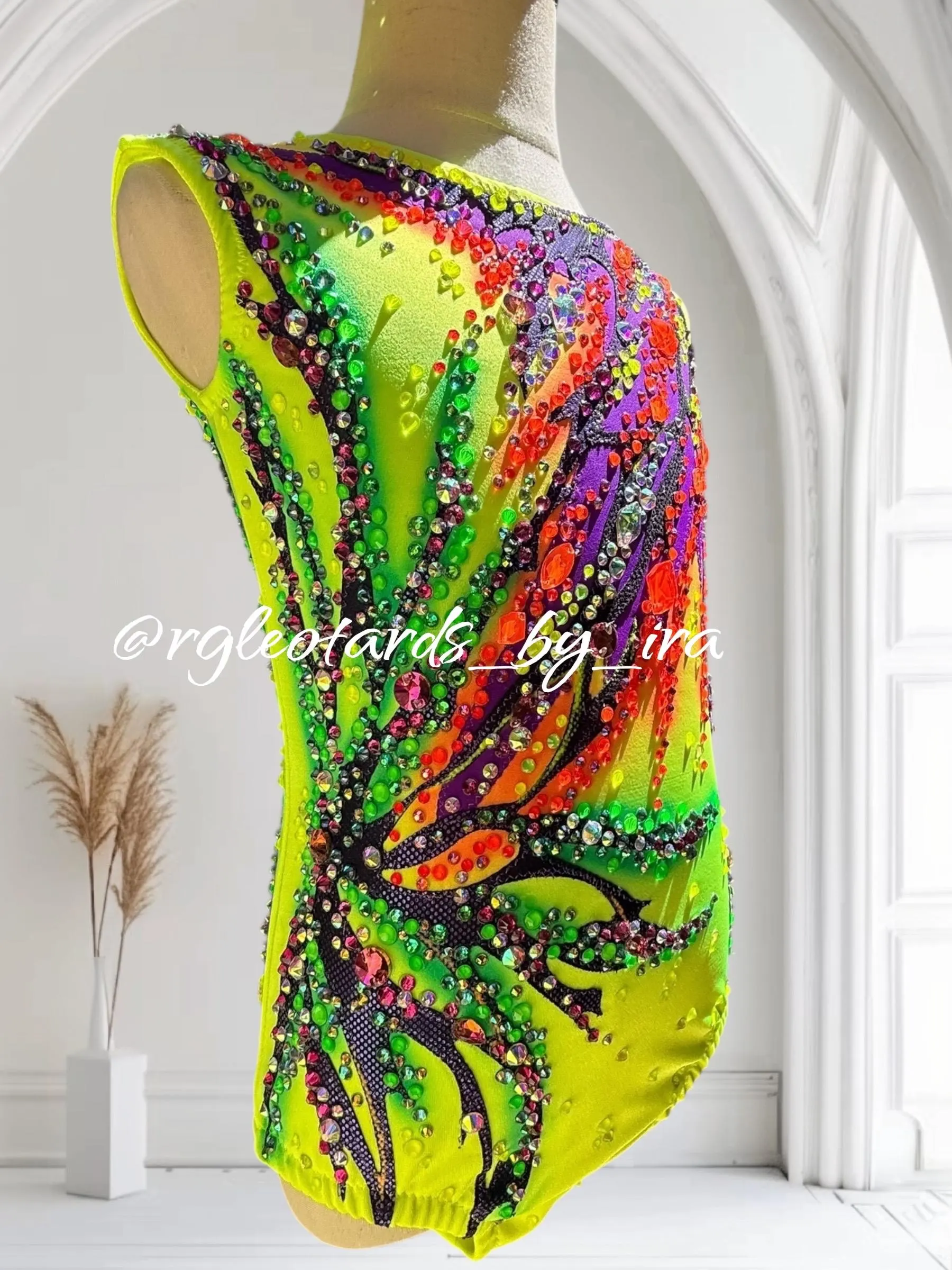 Neon Rhythmic Gymnastics Leotard no mesh torso 115cm