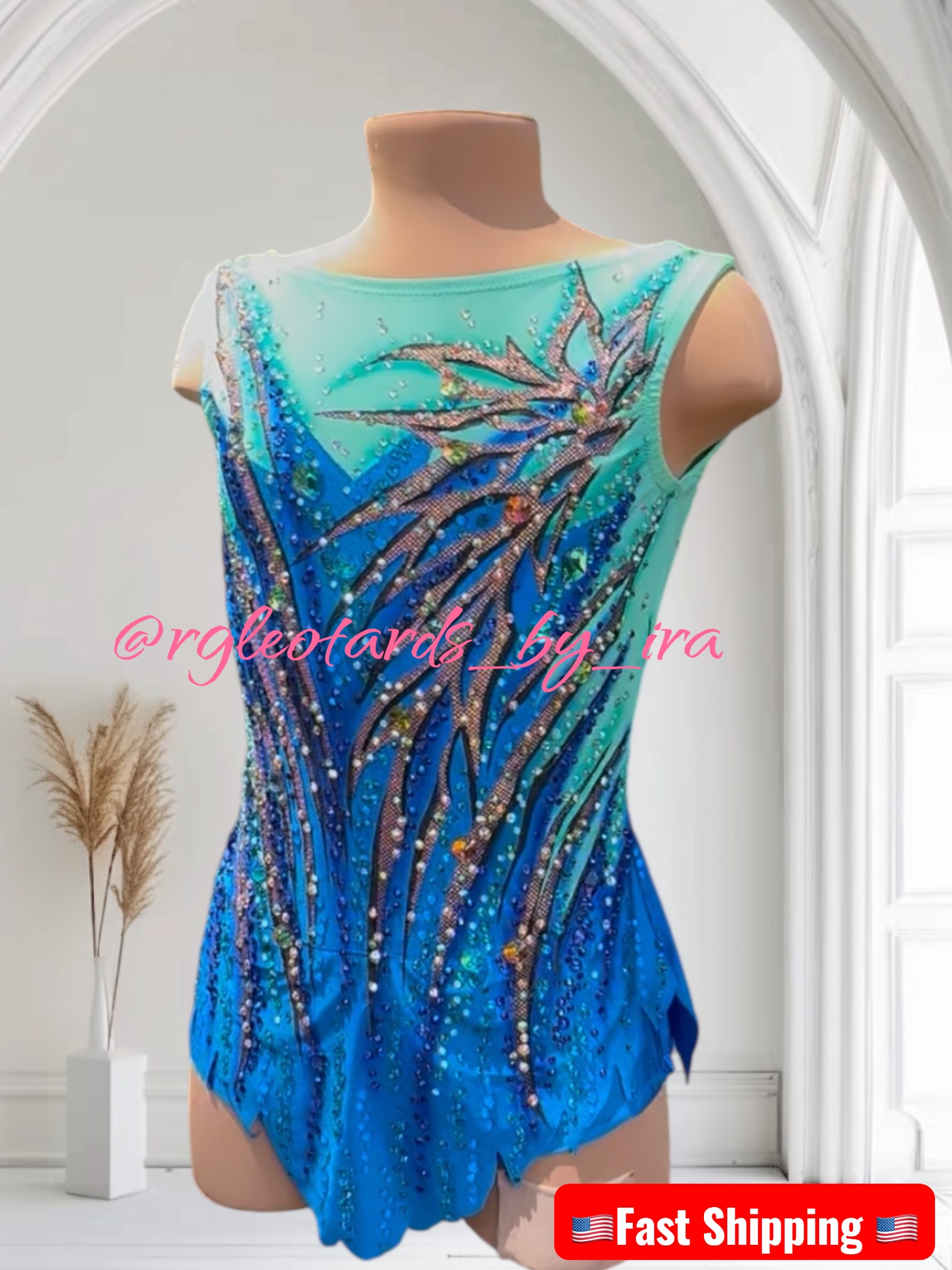 Crystal Blue Gymnastics Leotard torso 136cm