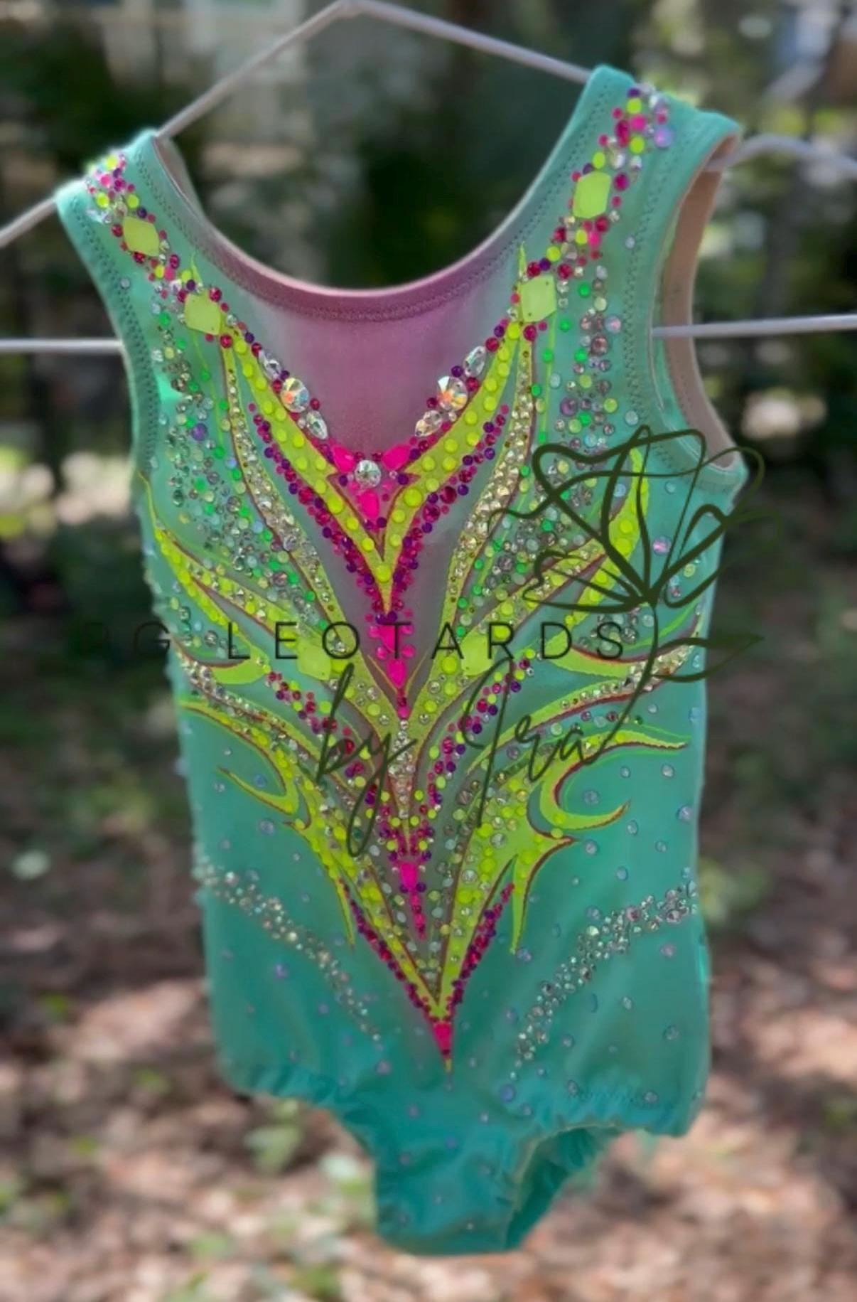 Girls' Sparkly Gymnastics Leotard torso 100cm