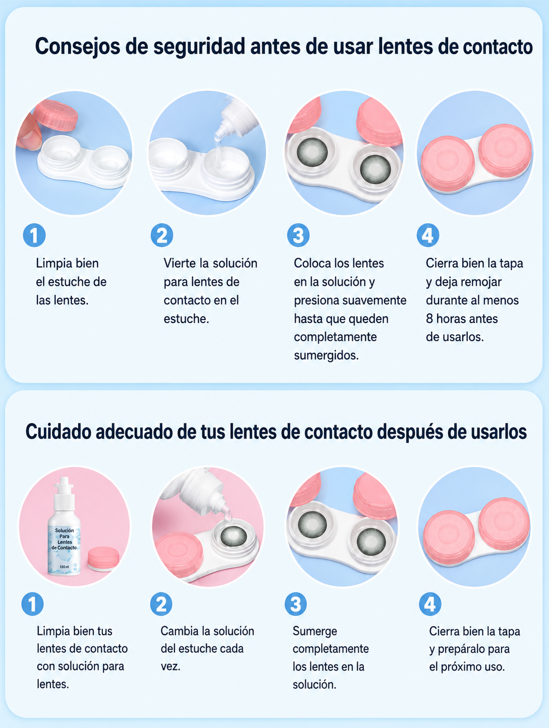 Kit 2 Pares de Lentes de Contacto + Solución Multisoluter + Porta Lentes