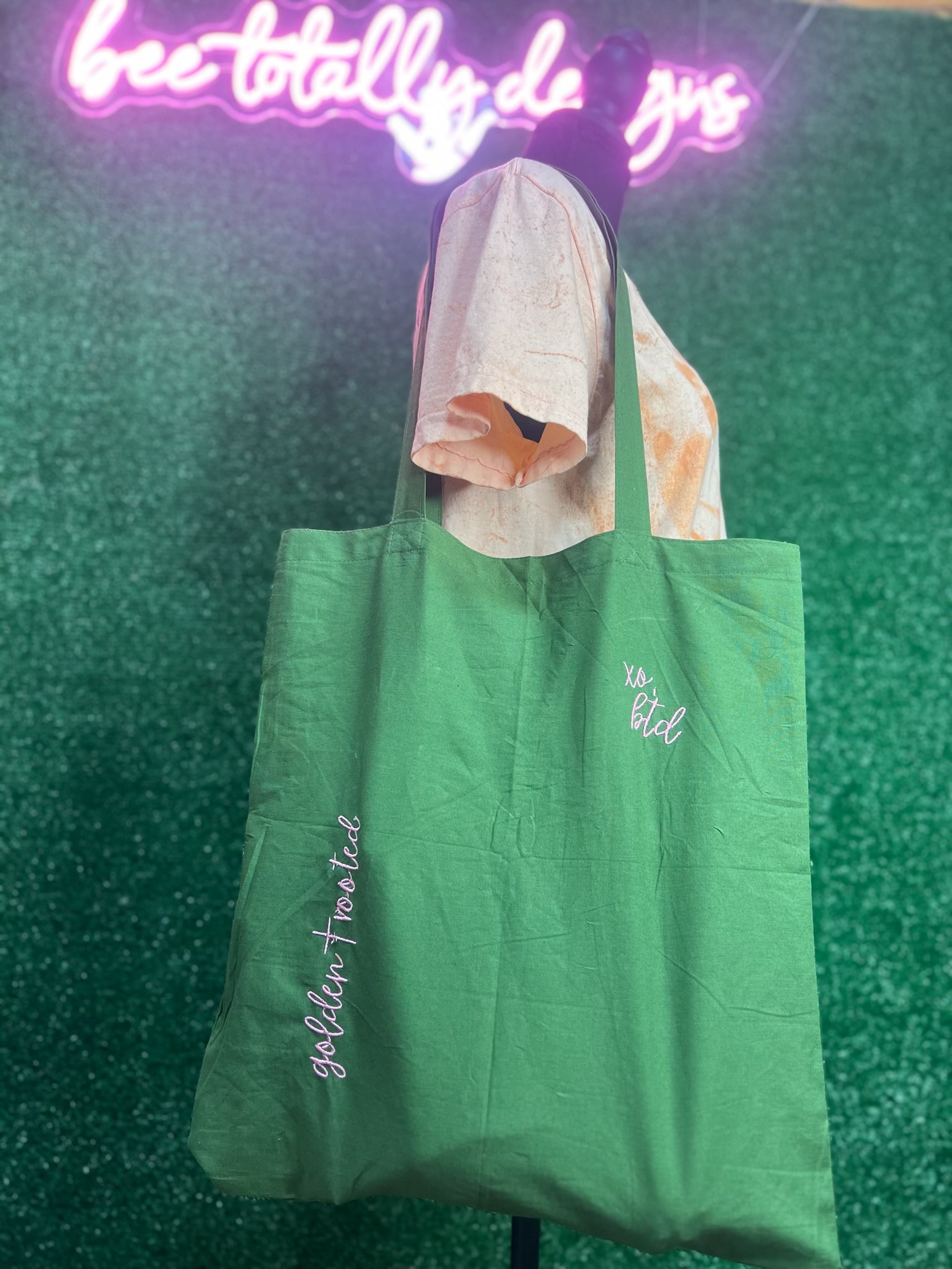 Green Canvas Large Tote Bag