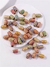 Mixed Color Carved Barrel Beads